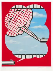 Emily Mae Smith, Chekhov's Gun, 2017, Screenprint in colors, on Coventry Rag paper, with full margins