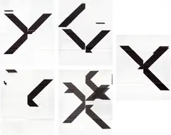 Wade Guyton, X Posters: five plates, 2015-19, Five hand folded digital prints with archival UV curable inks, on linen, the full sheets, all folded (as issued), all contained in the original cardboard boxes