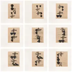 Barry Le Va, VOLTAGE, 2007, The complete set of nine etchings and Xerox prints, on Gampi Chine collé to Magnani Pescia paper, with full margins, with title page and colophon, all loose (as issued), all contained in the original beige linen portfolio with embossed title