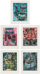 Lari Pittman, Untitled, 2019, The complete set of five screenprints in colors, on Coventry Rag paper, with full margins