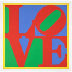 Heliotherapy Love by Robert Indiana, 1995, Screenprint in colors, on board, with full margins, sold Oct 2025