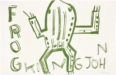 Rose Wylie, King John, Frog, 2017, Lithograph in green, on wove paper, the full sheet