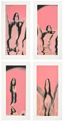 Untitled: four plates by Larry Bell, 1974, The set of four screenprints in colors with flocking in pink, on wove paper, with full margins, sold Oct 2025