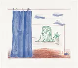 David Hockney, What is This Picasso?, plate 20 from The Blue Guitar (S.A.C. 218, M.C.A.T. 197), 1976-77, Etching and aquatint in colors, on Inveresk mould-made paper, with full margins