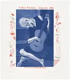 David Hockney, The Old Guitarist, plate 2 from The Blue Guitar (S.A.C. 200, M.C.A.T. 179), 1976-77, Etching and aquatint in colors, on Inveresk mould-made paper, with full margins