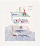 David Hockney, Serenade, plate 19 from The Blue Guitar (S.A.C. 217, M.C.A.T. 196), 1976-77, Etching and aquatint in colors, on Inveresk mould-made paper, with full margins