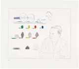 David Hockney, The Poet, plate 13 from The Blue Guitar (S.A.C. 211, M.C.A.T. 190), 1976-77, Etching and aquatint in colors, on Inveresk mould-made paper, with full margins