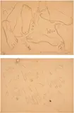 Andy Warhol and Marisol, [Traced Feet]; and [Traced Hands], 1963, Two unique graphite drawings, on packaging paper