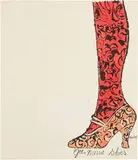 Andy Warhol, Gee, Merrie Shoes, 1956, Offset lithograph with hand-coloring, on laid paper, the full sheet