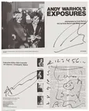 Andy Warhol, Andy Warhol's Exposures: one double-sided page, circa 1979, Unique black ink drawing of lips and a soup can on both sides of a removed title page and introduction from the book Andy Warhol's Exposures