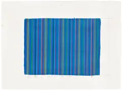 Study for Slab (Blue) by Linda Besemer, 1999, Unique colored pencil and acrylic drawing, on wove paper, sold Oct 2025