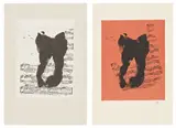 Robert Motherwell, Long Point Gallery: Music for Long Point; and Music for J.S. Bach (E. & B. 442 & 471), 1988 & 1989, Two lithographs in colors, on Japanese Okawara handmade Chine collé and red Moriki handmade Chine collé to Arches Cover paper, with full margins