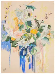 Mary Abbott, Flowers, circa 1950, Unique pastel drawing in colors, on wove paper