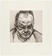 Head of Bruce Bernard (H. 26) by Lucian Freud, 1985, Etching, on Arches paper, with full margins, sold Oct 2025