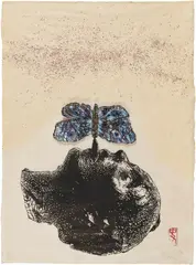 Kiki Smith, Moth (W. 75), 1996, Woodcut with glitter and collaged woodcut with hand-coloring in watercolor, on three layers of handmade Nepalese paper, the full sheet