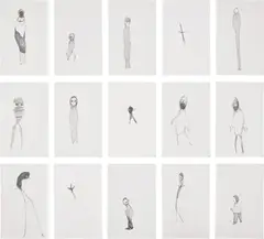 Nicola Tyson, Group #15, 1994, 15 unique graphite drawings, on wove paper