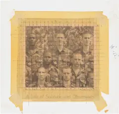 Untitled (Natural Selection II) by Richard Artschwager, 1995-96, Unique ink drawing on newsprint, with tape, on foamcore, sold Oct 2025