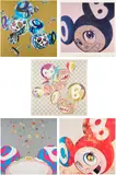 Reversal D.N.A.; And then and then and then and then and then; PARA-KITI DOB; DOB Flower; and And then and then and then and then and then Abstraktes Bild by Takashi Murakami, 2001 & 2006, Five offset lithographs in colors, on smooth wove paper, the full sheets, sold Oct 2025