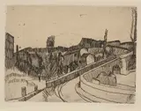 Giorgio Morandi, Il ponte sul Savena a Bologna (The Bridge Over the Savena in Bologna) (V. 1, C. 1), 1912, Etching, on wove paper, with full margins