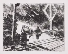Edward Hopper, Railroad Crossing (L. 103, Z. 23), 1923, Drypoint, on wove paper, with margins