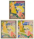 Juliette Nichols, [Two Women with Umbrellas and Figures in Boats]