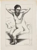 Diego Rivera, Desnudo sentado con brazos levantados (Frida Kahlo) (Seated Nude with Raised Arms, Frida Kahlo) (G. 893), 1930, Lithograph, on Umbria Italia paper, with full margins