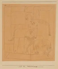 Elefantengruppe (Group of Elephants) by Paul Klee, 1917, Mine de Plomb drawing, on wove paper mounted to card, sold Apr 2025