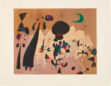 Femme, lune, étoile (Woman, Moon, Star) (Ma. 1726) by Joan Miró, 1963, Lithograph in colors, on Rives BFK paper, with full margins, sold Apr 2025