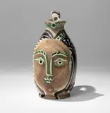 Pablo Picasso, Femme du barbu (Bearded Man's Wife) (A.R. 193), 1953, White earthenware turned pitcher painted in colors with partial brushed glaze; ceramic, Madoura edition