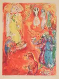 Marc Chagall, Now the King loved science and geometry and one festival day as he sat on his kingly throne there came in to him three wise men...: plate 10, from Four Tales from the Arabian Nights (M. 45, see C. bks 18)