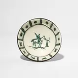 Pablo Picasso, Picador (Bullfighter) (A.R. 227), 1954, Glazed white earthenware cupel, painted in black, with engraving and oxidized paraffin