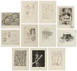 Various Artists, Surrealism Between the Two Wars, from The Forerunners of the Avant Garde (Volume II), from International Anthology of Contemporary Engraving, 1966, The complete set of 11 etchings, on various wove papers, with full margins, all mounted as issued within grey card mats with acrylic sheet coverings, with title page and colophon, all bound in the original black paper covered portfolio with artist's names printed in white and red on black paper covered slipcase (as issued)