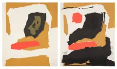 Esteban Vicente, Untitled (E.V. #5); and Untitled (E.V. #6), 1965, Two lithographs, on Rives BFK paper, the full sheets