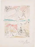 Salvador Dalí, L'Alchimiste (The Alchemist) (see M. & L. 581), 1973-75, Drypoint with extensive hand-coloring in watercolor, on Arches paper, with full margins