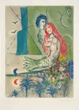 Marc Chagall, Sirène au Poète, from Nice et la Côte d'Azur (Mermaid to the Poet, from Nice and the Cote d'Azur) (M. C.S. 27), 1967, Lithograph in colors, on Arches paper, with full margins