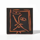 Pablo Picasso, Visage cubiste (Cubist Face) (A.R. 566), 1968, Red earthenware plaque painted in black and engraved; ceramic, Madoura edition