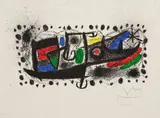 Joan Miró und Katalonien (Joan Miró and Catalonia) (M. 667, see C. bks 131) by Joan Miró, 1969, Lithograph in colors, on Japon nacré paper, the full sheet, sold Apr 2025