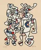 Jean Dubuffet, Parade nuptiale, from Cahier de l'Herne (Courtship, from Herne Notebook) (W. 1099), 1973, Screenprint in colors, on tan Canson paper, with full margins