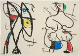 Joan Miró, Le Courtisan grotesque (The Grotesque Courtier): one plate (D. 662, see C. bks 182), 1974, Etching and aquatint in colors, on Auvergne Richard-de-Bas paper, the full sheet