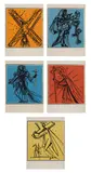 Knights of the Round Table: five plates (M. & L. 1504-1505; 1508-1510) by Salvador Dalí, 1977, Five lithographs in colors and metallic gold, on Arches paper, with full margins, sold Apr 2025