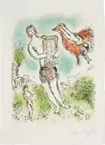 Marc Chagall, Theoklymenos, plate 14 from Homère: L'Odyssée II (Theoklymenos, plate 14 from Homer's: Odyssey II) (M. 816, see C. bks 96), 1975, Lithograph in colors, on Japon nacré paper, with full margins