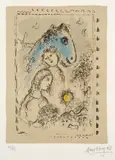 Marc Chagall, Cheval bleu au couple (Blue Horse with Couple) (M. 993), 1982, Lithograph in colors, on Arches paper, with full margins