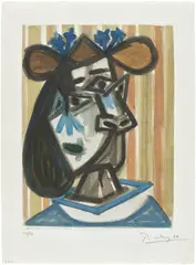 Pablo Picasso, Tête de Femme (Head of a Woman, Dora Maar), 1943, Aquatint in colors, on laid paper, with full margins