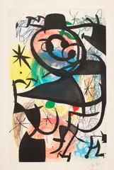 Joan Miró, Le Pitre Rose (The Pink Clown) (D. 653), 1974, Etching and aquatint in colors, on wove paper watermarked Maeght , with full margins