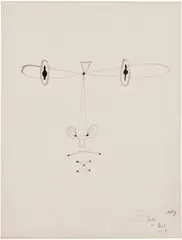 Visage aux points (Dotted Face) by Jean Cocteau, 1948, Unique ink drawing, on wove paper laid to wove support, sold Oct 2025