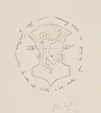 Jean Cocteau, [Untitled (La Nuit du corps humaine) (The Night of the Human Body)], 1950, Lithograph with hand-coloring in colored pencil, on wove paper, with full margins