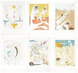 La Conquête du Cosmos I (Conquest of the Cosmos I) (M. & L. 642-44, 647-49) by Salvador Dalí, 1974, The complete set of six etching and aquatints in colors with embossing, on Rives BFK paper, with full margins, with just, sold Oct 2025
