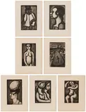 Georges Rouault, Réincarnations du Père Ubu (Reincarnations of Father Ubu): seven plates (C. 10, 14, 19-20, 22, 25 & 28), 1932, Seven etching and aquatints, on Arches laid paper, with full margins