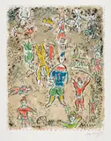 Marc Chagall, Le Clown bleu (The Blue Clown) (M. 1032), 1984, Lithograph in colors, on Arches paper, with full margins