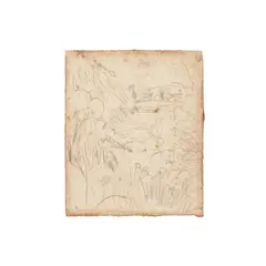 Pierre Bonnard, Jardin au bord de la Seine (Garden on the Banks of the Seine), 1936, Unique graphite drawing, on wove paper